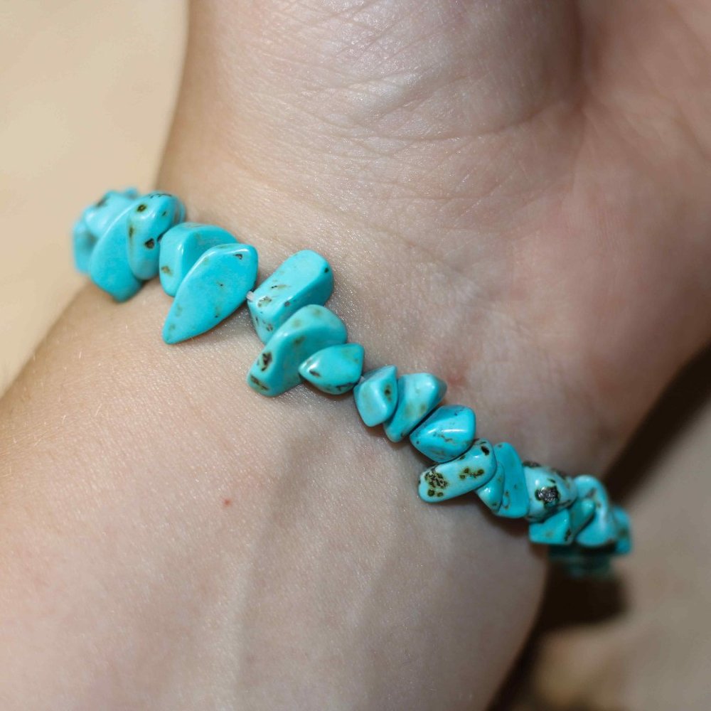 Turquoise Bead Bracelet Natural Stretchy Beaded December Birthstone Bracelet
